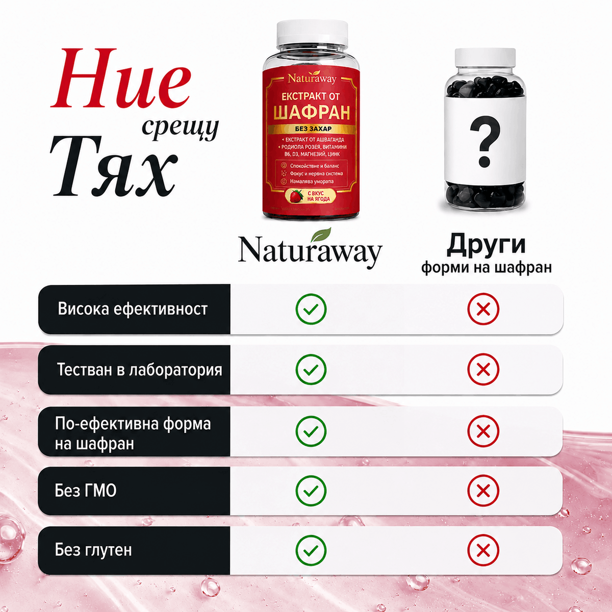 Naturaway Баланс и Отслабване - 60 дъвчащи бонбони с Шафран и Витамини