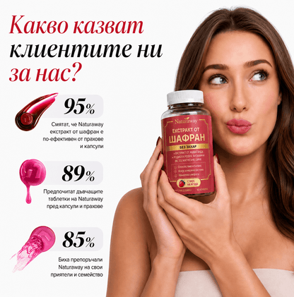 Naturaway Баланс и Отслабване - 60 дъвчащи бонбони с Шафран и Витамини